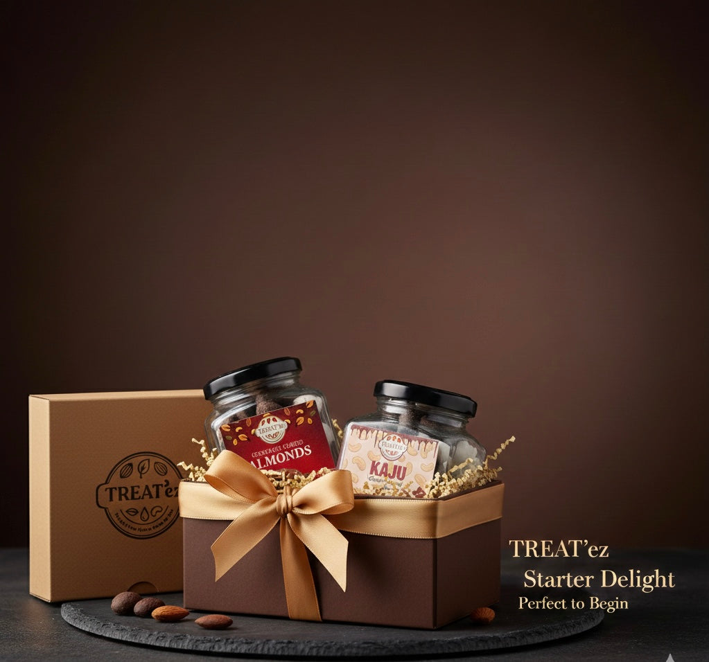 TREAT’ez Starter Delight | Chocolate Almonds & Kaju Combo – Perfect Gift Box